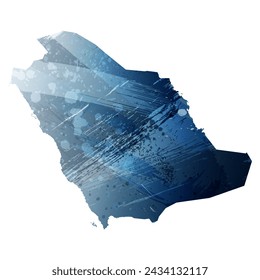 High detailed vector map. Saudi Arabia. Watercolor style. Deep blue color. Berlin azure.