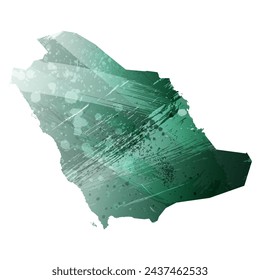 High detailed vector map. Saudi Arabia. Watercolor style. Turquoise green color.