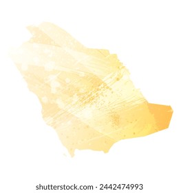High detailed vector map. Saudi Arabia. Watercolor style. Pale yellow color.