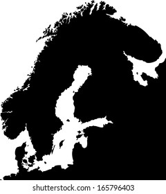 High detailed vector map - Scandinavia 