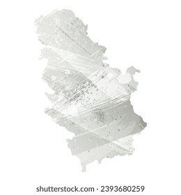 High detailed vector map. Serbia. Watercolor style. Agate gray.