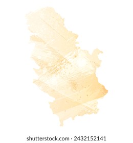 High detailed vector map. Serbia. Watercolor style. Yellow color.