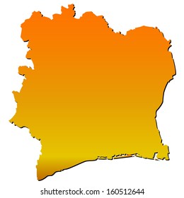 High detailed vector map with shadow in separated layer - Ivory Coast 