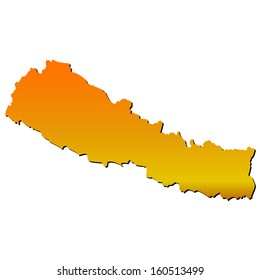 High detailed vector map with shadow in separated layer - Nepal 