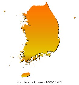 High detailed vector map with shadow in separated layer - South Korea 