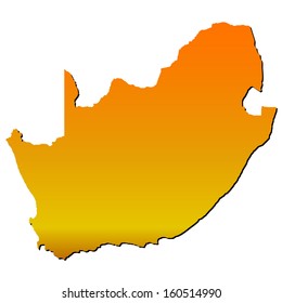 High detailed vector map with shadow in separated layer - South Africa 