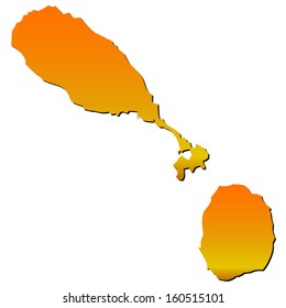 High detailed vector map with shadow in separated layer - Saint Kitts and Nevis 