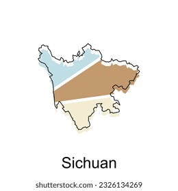 High detailed vector map of Sichuan modern outline, Logo Vector Design. Abstract, designs concept, logo, logotype element for template.
