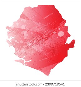 High detailed vector map. Sierra Leone. Watercolor Style. Alizarin red color.