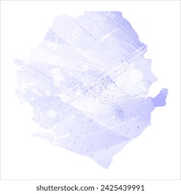 High detailed vector map. Sierra Leone. Watercolor style. Periwinkle color. Delicate lilac color. Pastel purple.