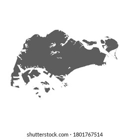 High detailed vector map of Singapore on white background