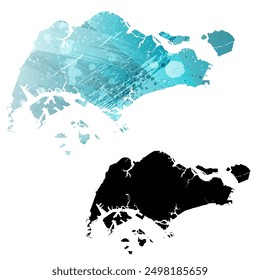 Alto mapa de Vector detallado. Singapur.