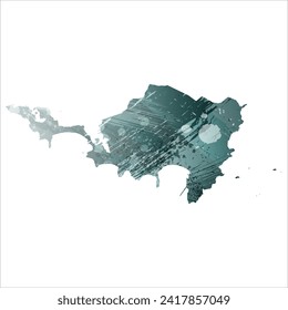 Mapa vectorial detallado alto. Sint Maarten. Estilo acuarela. Color gris aspido. Color verde-gris profundo.