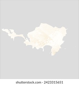 High detailed vector map. Sint Maarten. Watercolor style. Banana color. Pastel yellow color.
