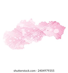 High detailed vector map. Slovakia. Watercolor style. Amaranth pink color.