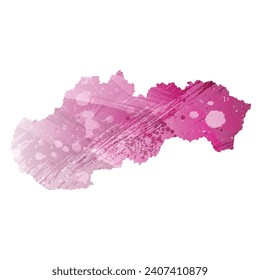 High detailed vector map. Slovakia. Watercolor style. Amaranth deep purple color.