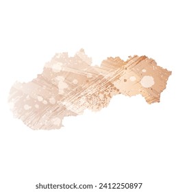 High detailed vector map. Slovakia. Watercolor style. Antique brass. Light brown. Gold color.