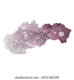 High detailed vector map. Slovakia. Watercolor style. Eggplant color. Pastel purple color.