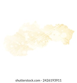 High detailed vector map. Slovakia. Watercolor style. Banana color. Pastel yellow. Delicate yellow.