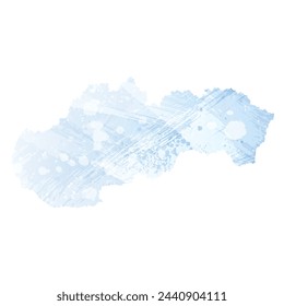 High detailed vector map. Slovakia. Watercolor style. Pale cornflower. Blue color.