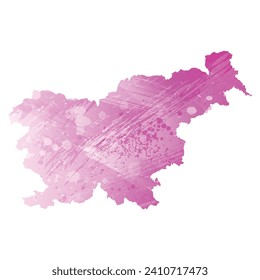 Hohe detaillierte Vektorkarte. Slowenien. Aquarell. Amaranth hellkirschrosa Farbe.