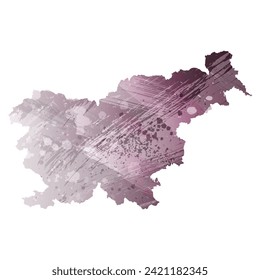High detailed vector map. Slovenia. Watercolor style. Eggplant color. Pastel purple color.