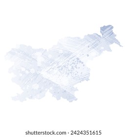 High detailed vector map. Slovenia. Watercolor style. Periwinkle color. Pastel lilac color. Delicate purple.
