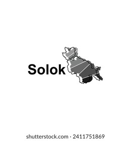 High detailed vector map of Solok modern outline, Logo Vector Design. Abstract, designs concept, logo, logotype element for template.