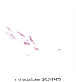 High detailed vector map. Solomon Islands. Watercolor style. Amaranth light cherry pink color.
