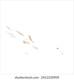 High detailed vector map. Solomon Islands. Watercolor style. Antique brass. Light brown. Gold color.