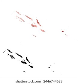 High detailed vector map. Solomon Islands. Set of two cards. Watercolor style. Red color. Black card.