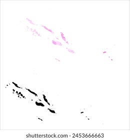High detailed vector map. Solomon Islands. Set of two cards. Watercolor style. Pink color. Black card.