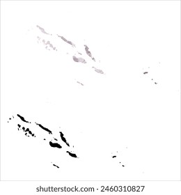 Mapa de Vector detallado. Islas Salomón. Juego de dos cartas. Estilo acuarela. Color púrpura. Tarjeta negra.
