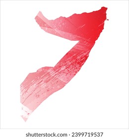 High detailed vector map. Somalia. Watercolor Style. Alizarin red color.