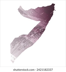 High detailed vector map. Somalia. Watercolor style. Eggplant color. Pastel purple color.