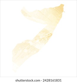 High detailed vector map. Somalia. Watercolor style. Banana color. Pastel yellow. Delicate yellow.