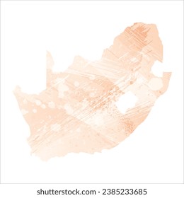 High detailed vector map. South Africa. Watercolor style. Apricot color.