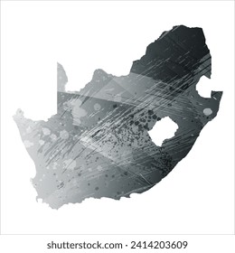 High detailed vector map. South Africa. Watercolor style. Anthracite gray. Dark gray. Black color.