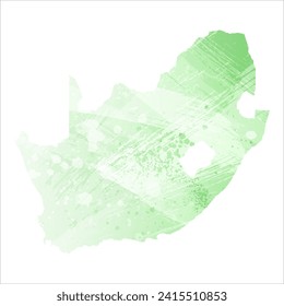 High detailed vector map. South Africa. Watercolor style. Light lettuce color. Pastel green.