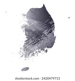 High detailed vector map. South Korea. Watercolor style. Anthracite gray color. 