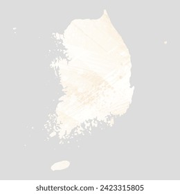 High detailed vector map. South Korea. Watercolor style. Banana color. Pastel yellow color.
