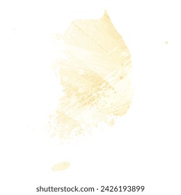 High detailed vector map. South Korea. Watercolor style. Banana color. Pastel yellow. Delicate yellow.