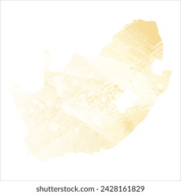 High detailed vector map. South Africa. Watercolor style. Banana color. Pastel yellow. Delicate yellow.