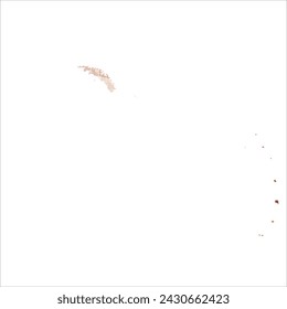 High detailed vector map. South Georgia and South Sandwich Islands. Watercolor style. Beige and red color. Brown color.
