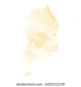 High detailed vector map. South Korea. Watercolor style. Yellow color.