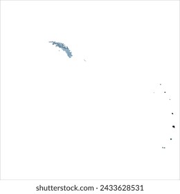 High detailed vector map. South Georgia and South Sandwich Islands. Watercolor style. Deep blue color. Berlin azure.