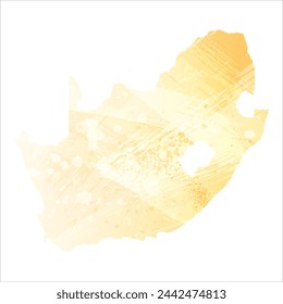 High detailed vector map. South Africa. Watercolor style. Pale yellow color.