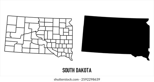 High detailed vector map - South Dakota