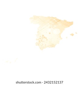 High detailed vector map. Spain. Watercolor style. Yellow color.