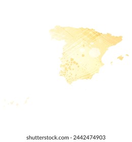 High detailed vector map. Spain. Watercolor style. Pale yellow color.